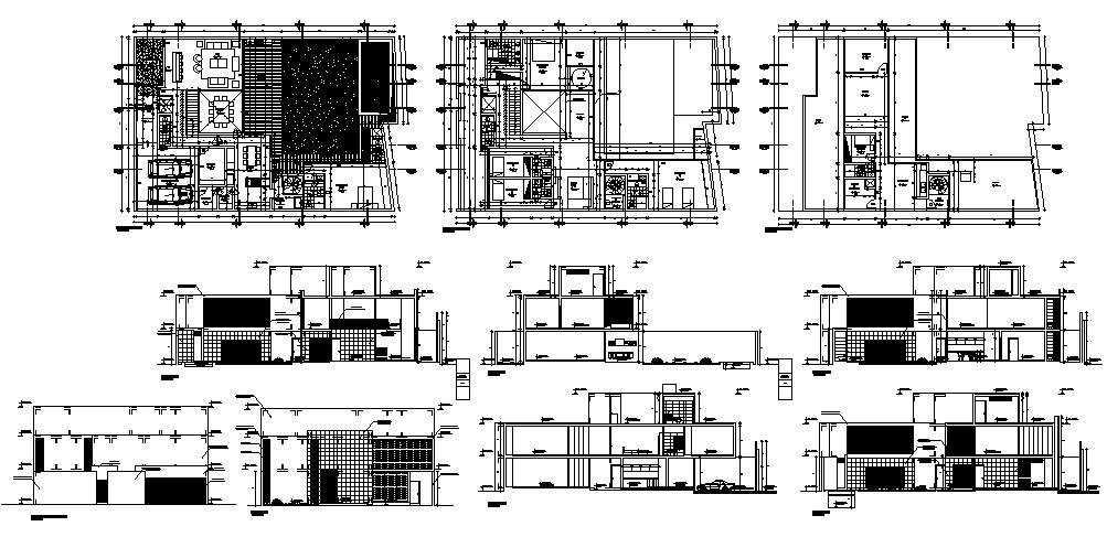 2 Storey House 2397 Mtr X 1600mtr With Furniture Details In Autocad Cadbull