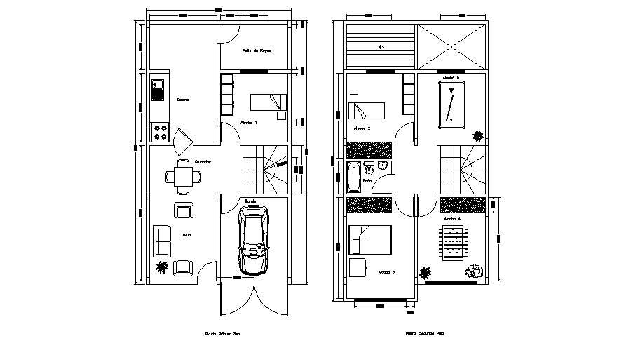 2 Storey House 55mtr X 10mtr With Detail Dimension In Dwg File Cadbull