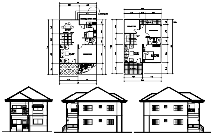 2-storey-house-8-00mtr-x-11-80mtr-with-detail-dimension-in-autocad