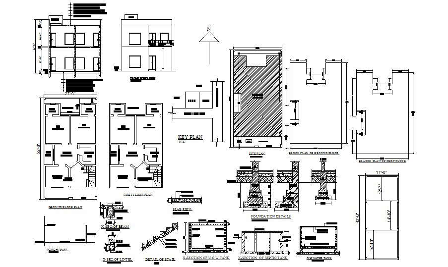 2 Storey House Plan With Foundation Details In AutoCAD Cadbull