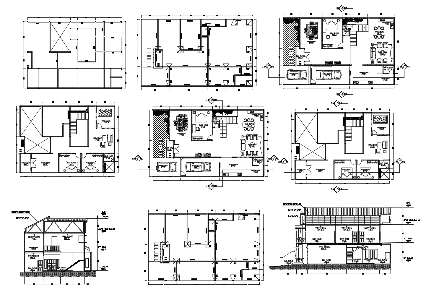 Two Storey House Plan In Dwg File Cadbull