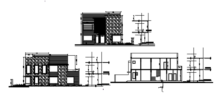 2 story house with elevation and section in dwg file - Cadbull