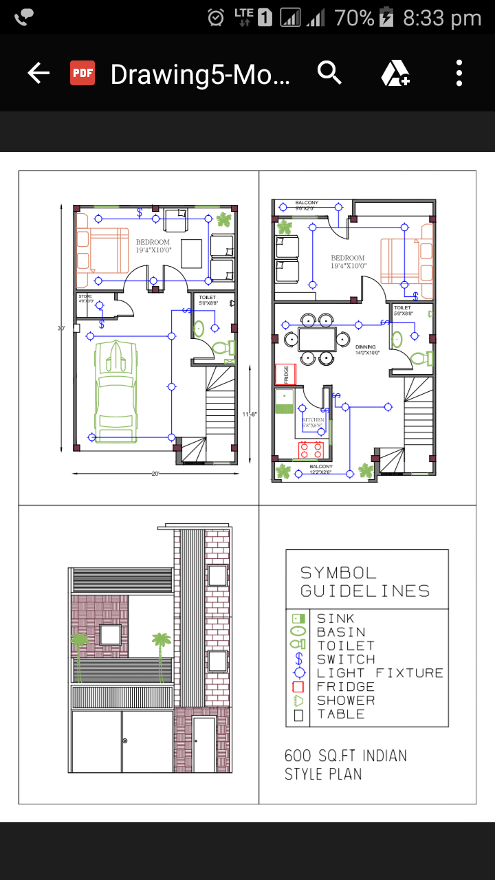 20' X 30' HOUSE PLAN - Cadbull