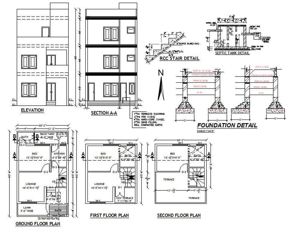 20 X 33 House Plan Complete Drawing Dwg File Cadbull