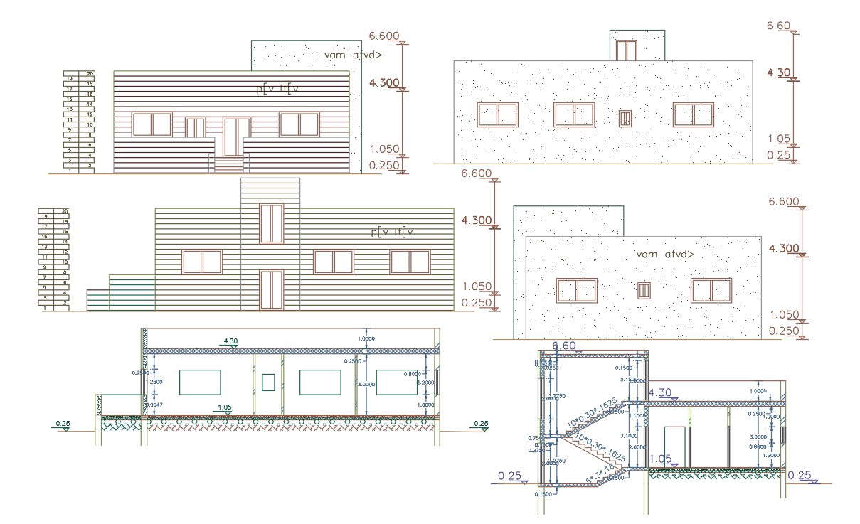 2080 Sq Ft House Building Sectional Elevation Design - Cadbull