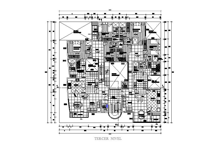 20X20 Meter Apartment 2 BHK House Typical Layout Plan CAD Drawing ...