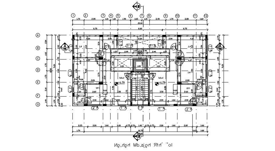 20x10 Meter Second Floor Center Line Plan Apartment Layout - Cadbull