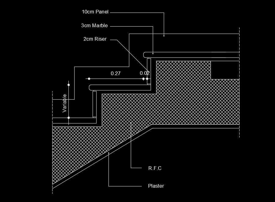 20x10m house plan staircase riser and thread drawing - Cadbull