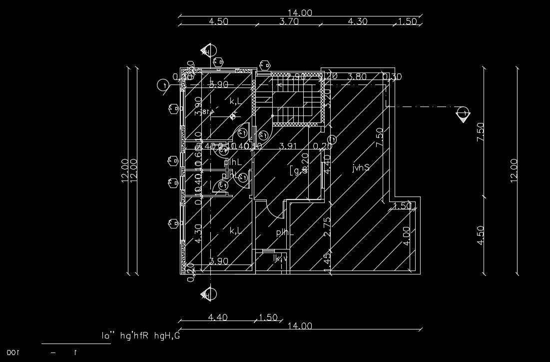 20x15m First Floor House Plan Autocad Drawing Cadbull