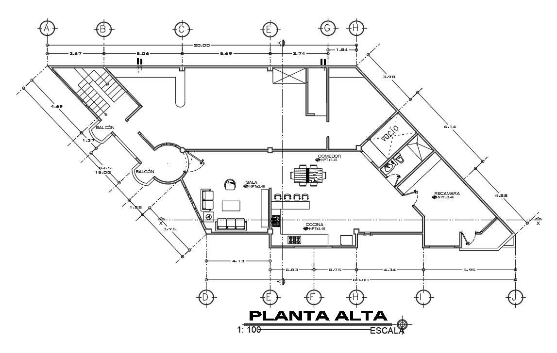 20x15m first floor house plan is given in this Autocad drawing file ...