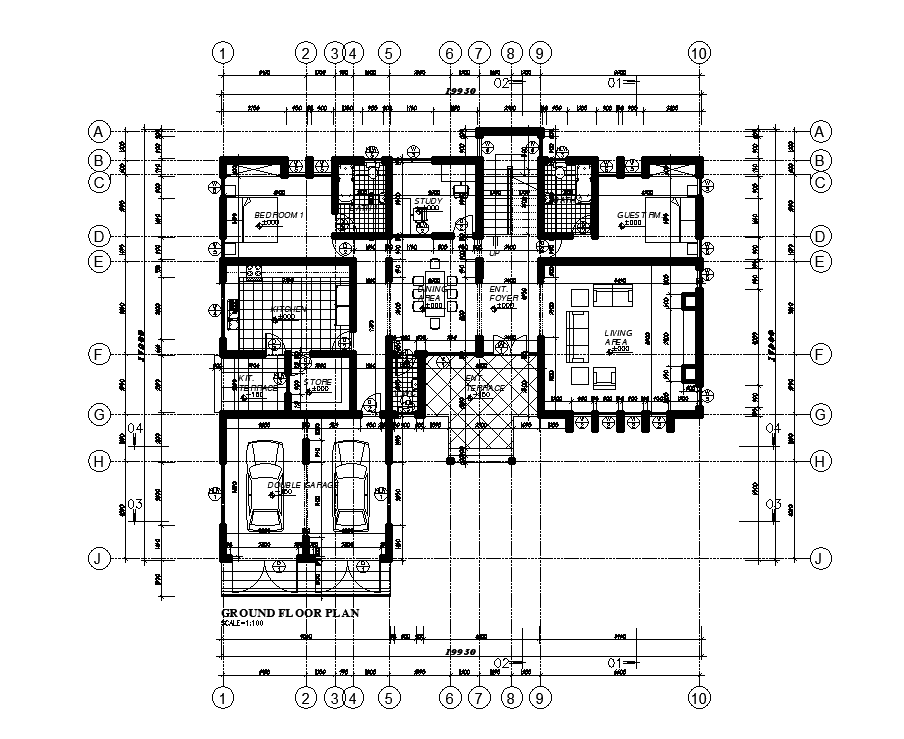 20x18m house plan is presented in this Autocad 2D drawing file.Download ...