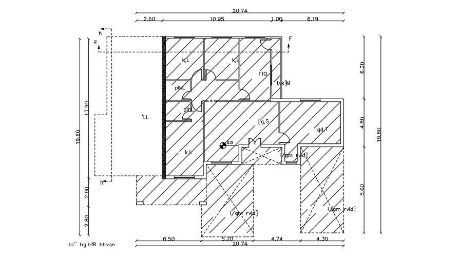 20x20 Meter 4 BHK House Plan Layout - Cadbull