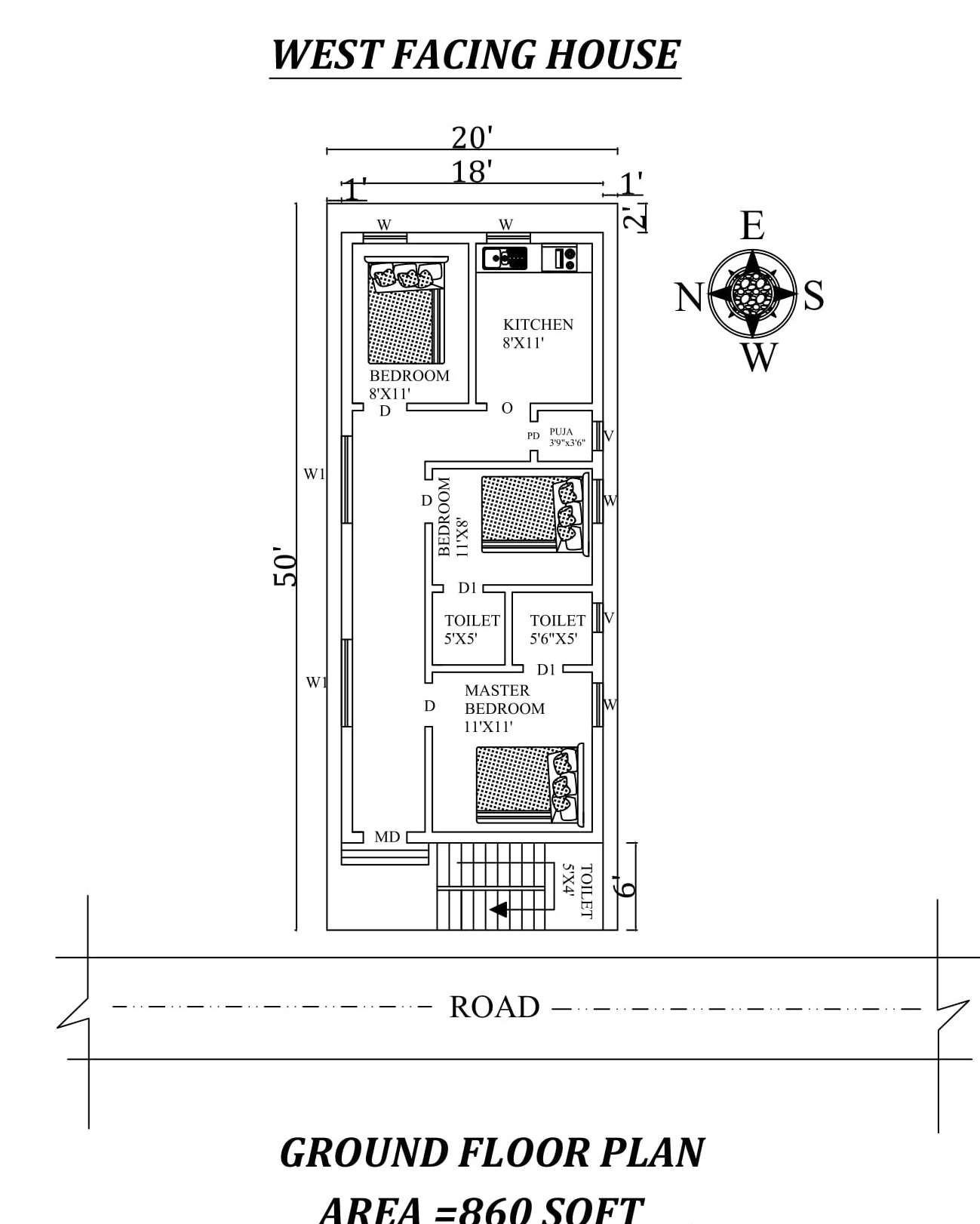 X Awesome Fully Furnished Bhk West Facing House Plan As Per