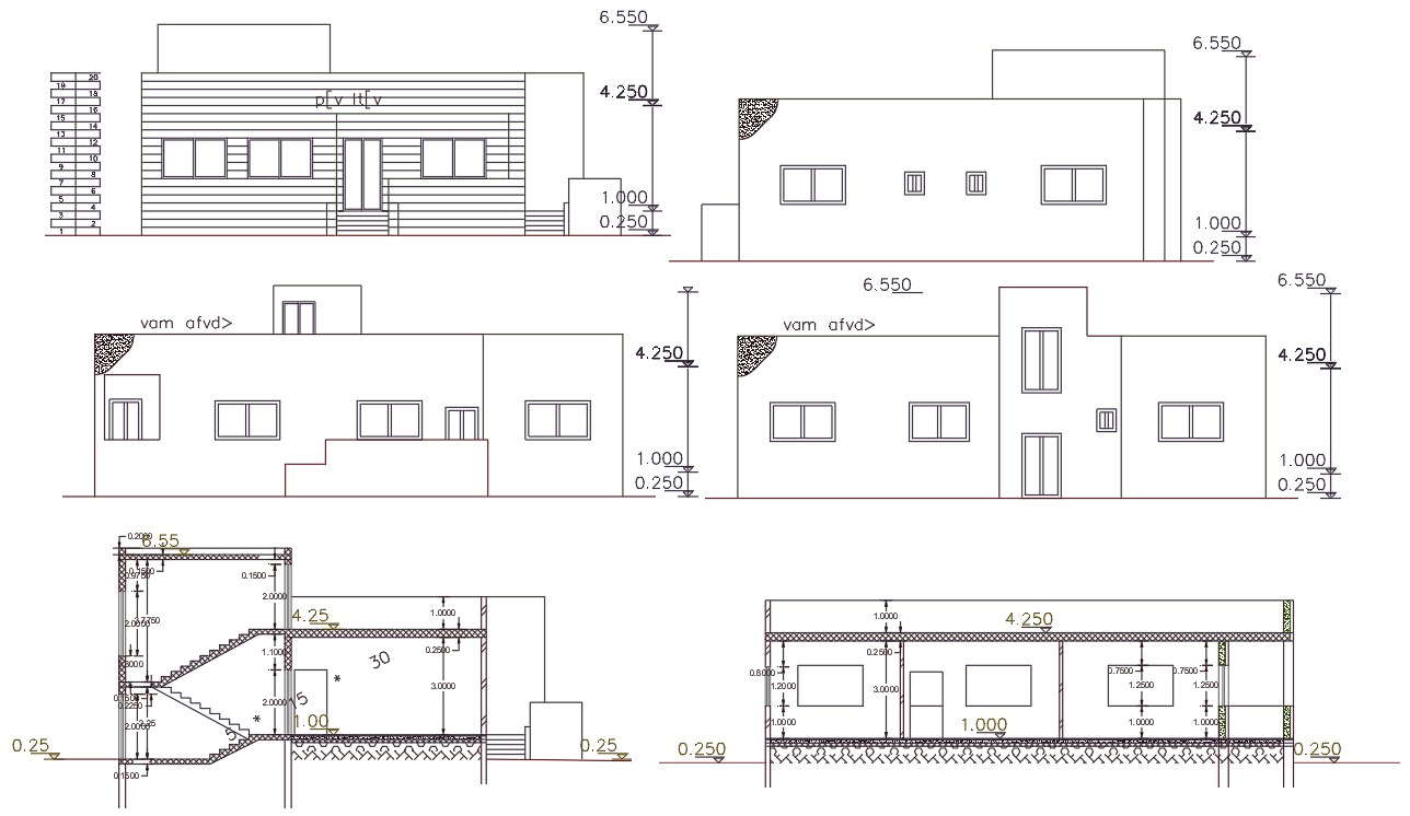 2100 Sq Ft House Building Design DWG File - Cadbull