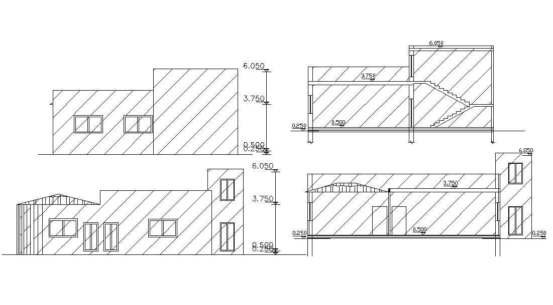 2100 Square Feet House Building CAD Drawing - Cadbull