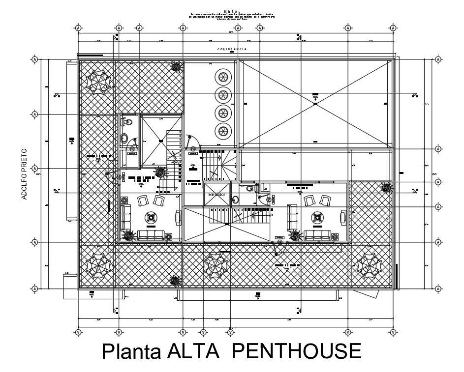 21x15m penthouse plan is given in this AutoCAD drawing file.Download