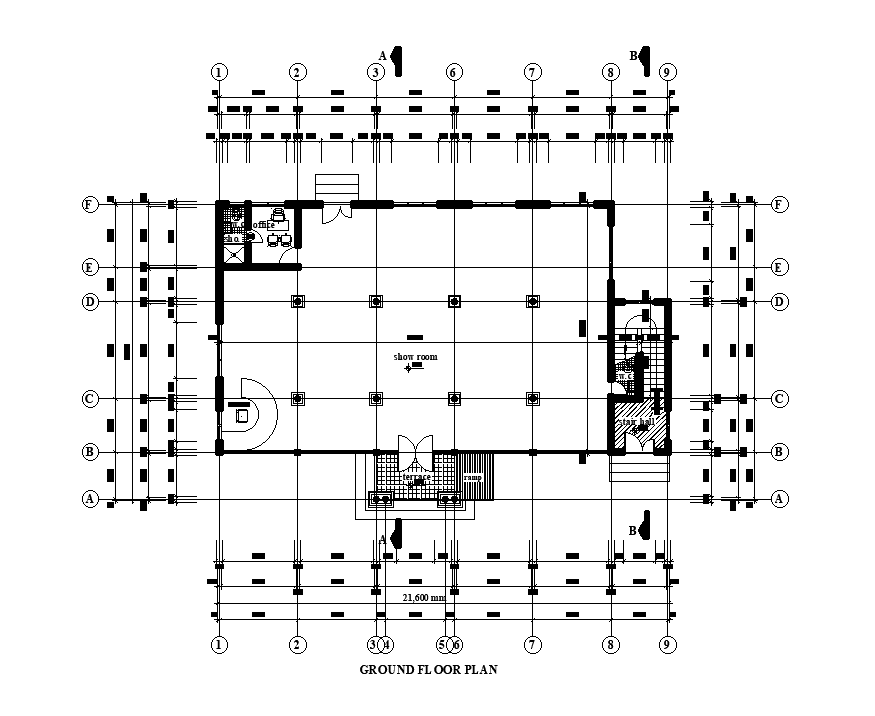 21x15m show room plan is given in this Autocad drawing file.Download ...