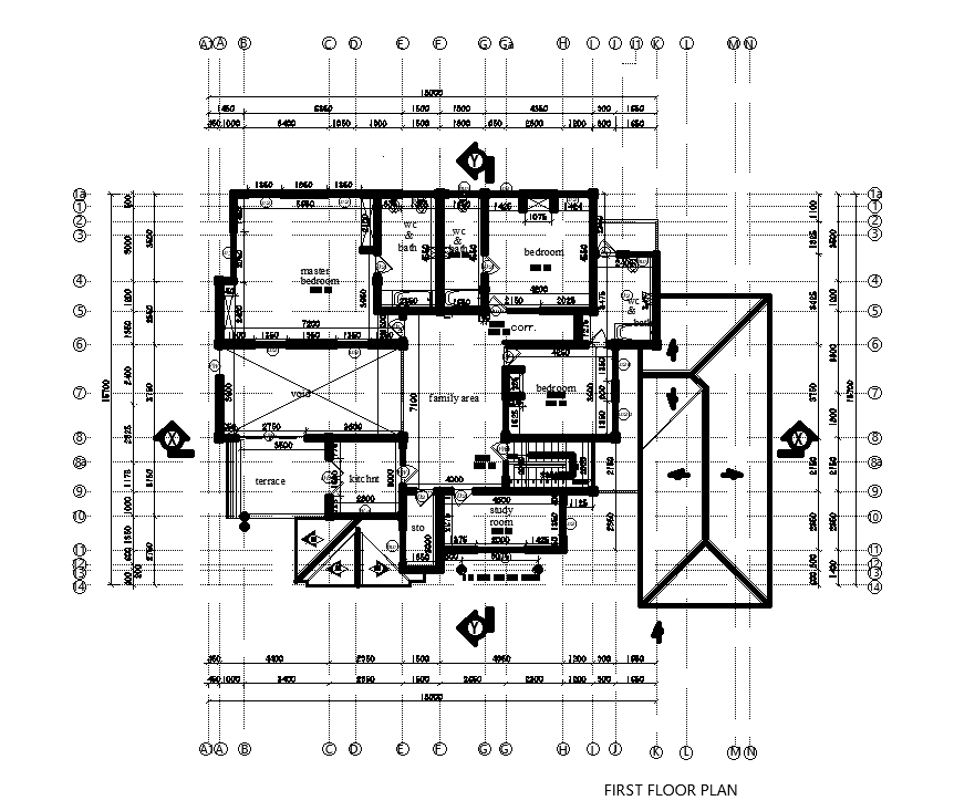 21x16m First Floor House Plan Is Given In This Autocad Drawing File Download Now Cadbull