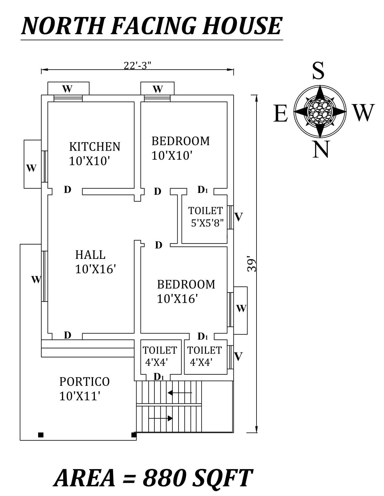 22 3 x39 Amazing North Facing 2bhk House Plan As Per Vastu Shastra 