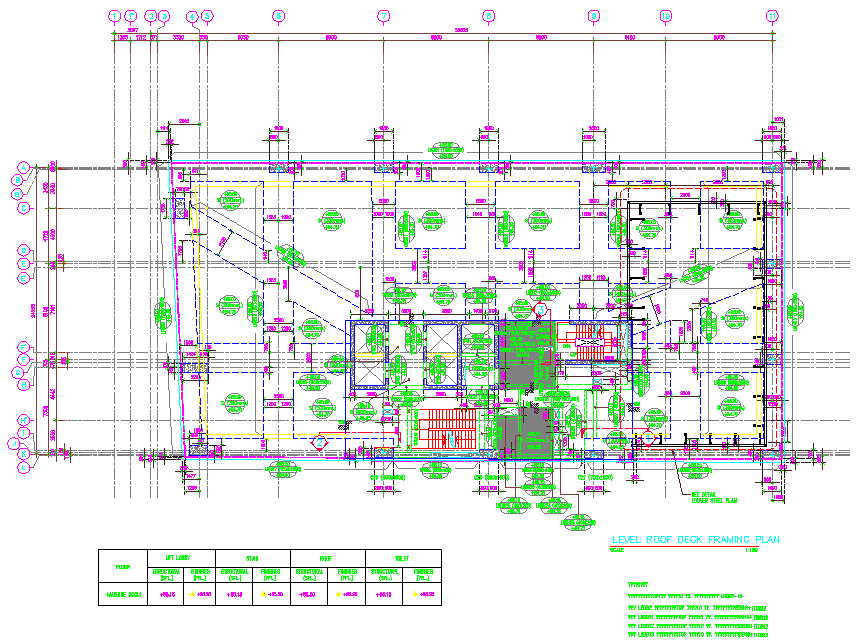 22nd level roof deck Framing Plan - Cadbull