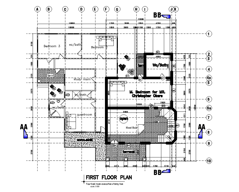 22x20m First Floor House Plan Is Given In This Autocad Drawing File Download Now Cadbull