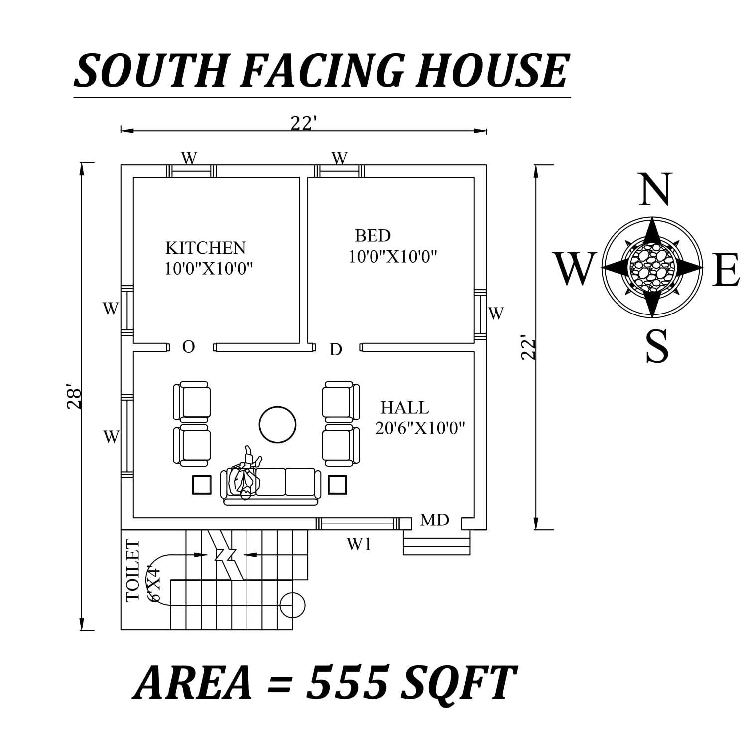 X Beautiful BHK South Facing Tiny House Plan As Per Vasthu Shastra Autocad DWG File