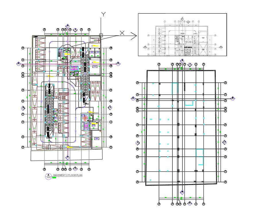 22x50m Mall Basement Floor Plan Cad Drawing - Cadbull