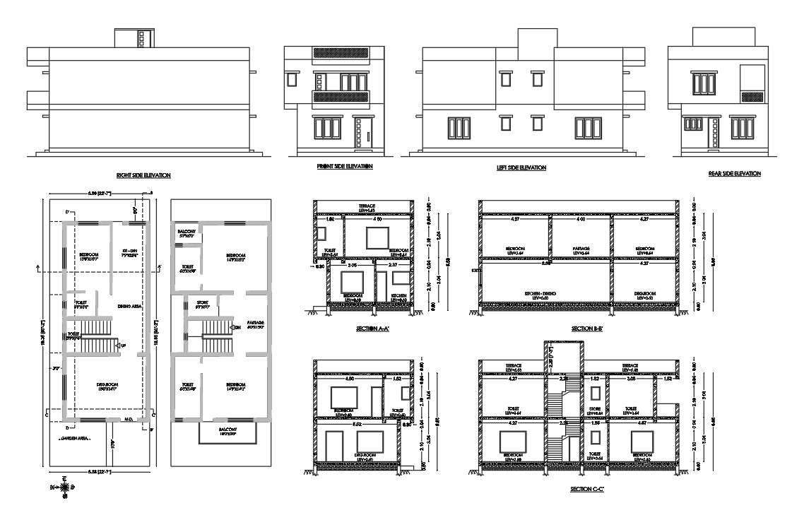 22-x60-modern-house-plan-and-elevation-cad-file-cadbull