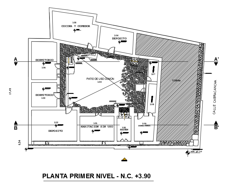 22x8m Architecture First Floor House Plan 2d Autocad Drawing Cadbull