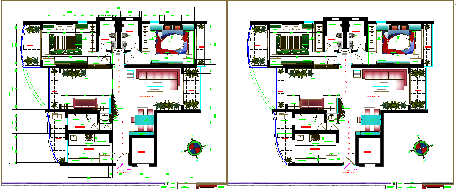 Bhk Apartment Dwg Cadbull