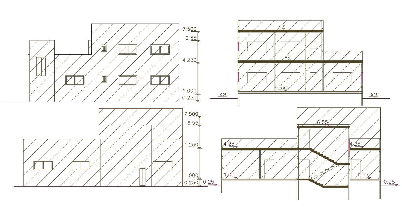 240 Square Meter House Building Design DWG File - Cadbull