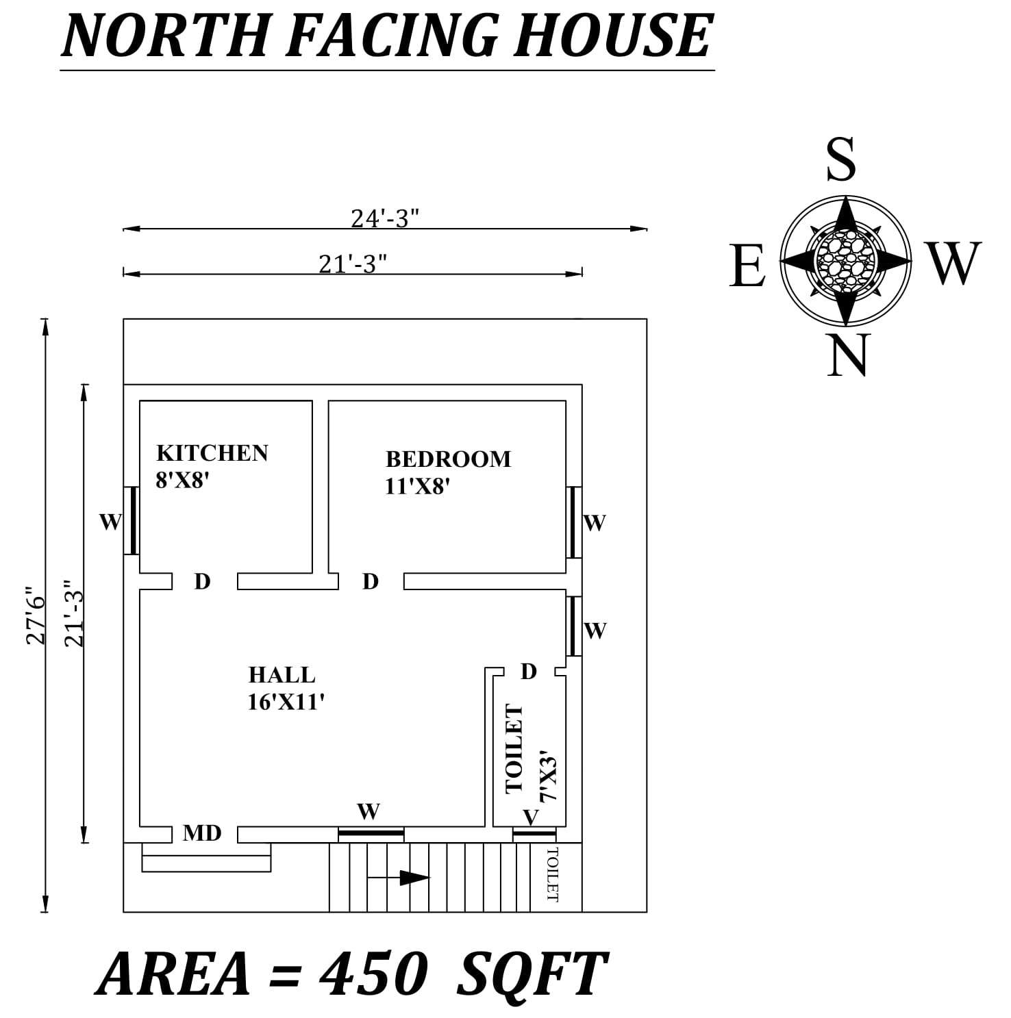 24-3-x27-6-1bhk-north-facing-small-house-plan-as-per-vastu-shastra-autocad-dwg-file-details