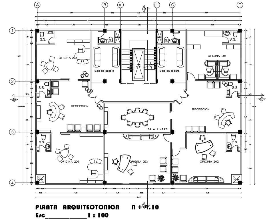 X Meter Office Floor Plan Autocad Drawing Download Dwg File Cadbull