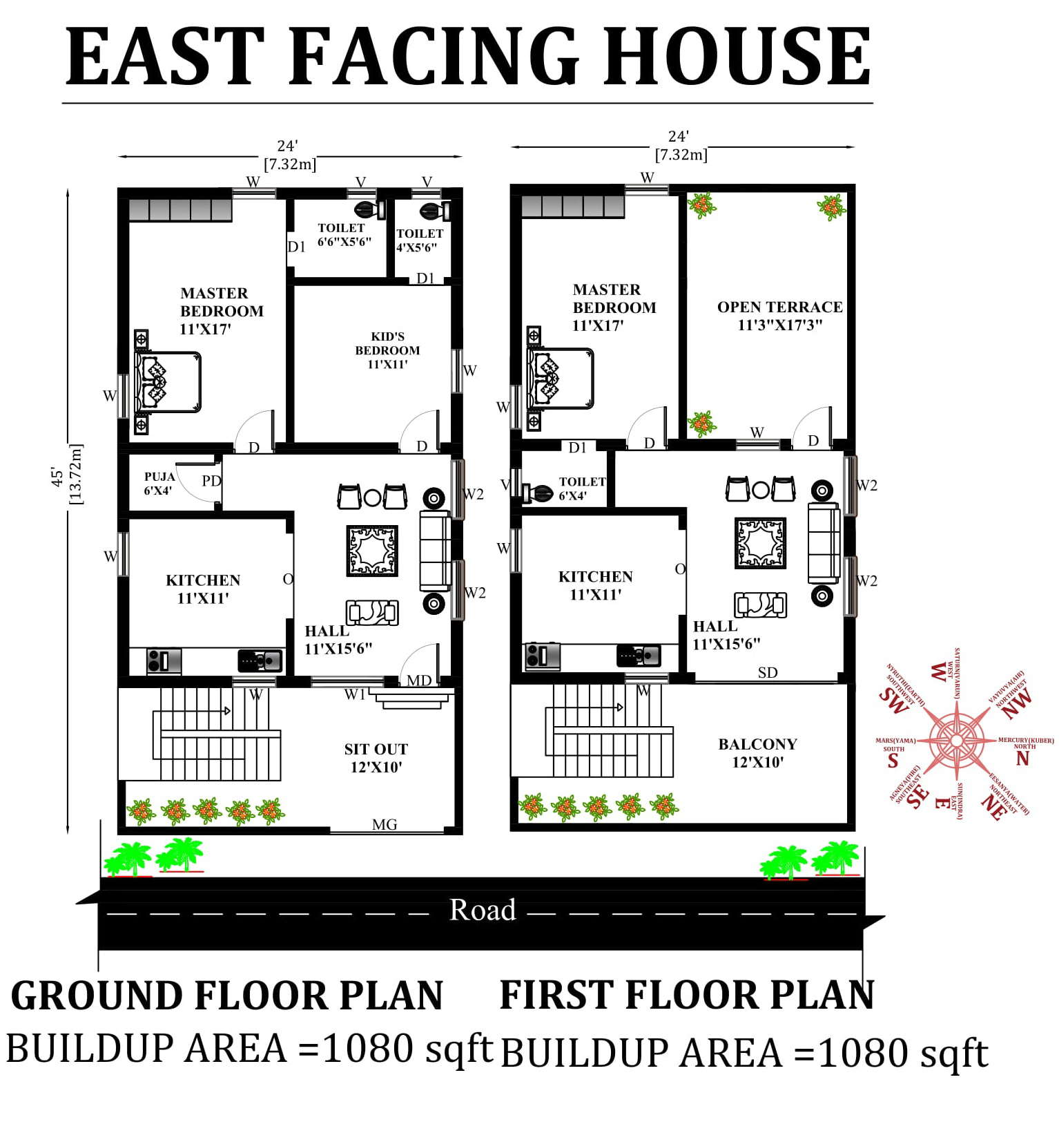 East Facing House Plan As Per Vastu Shastra Cadbull Designinte