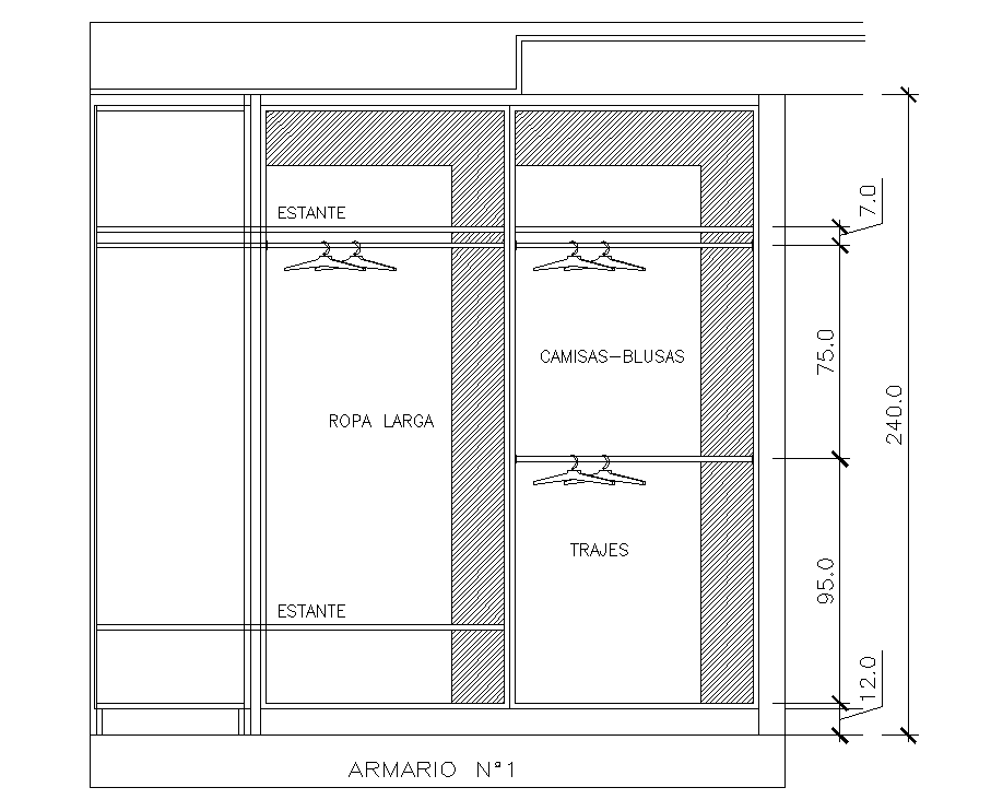  height of the wardrobe plan is given in this AutoCAD drawing   now. - Cadbull