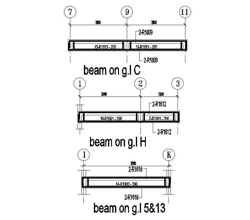 24x12m house plan beam sections are given in this Autocad drawing model ...