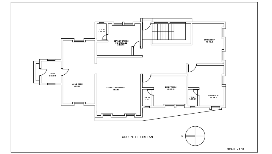 24x12m two story villa ground floor house plan AutoCAD drawing - Cadbull