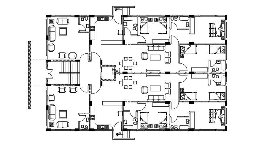 24x15m House Plan Furniture’s Drawing - Cadbull