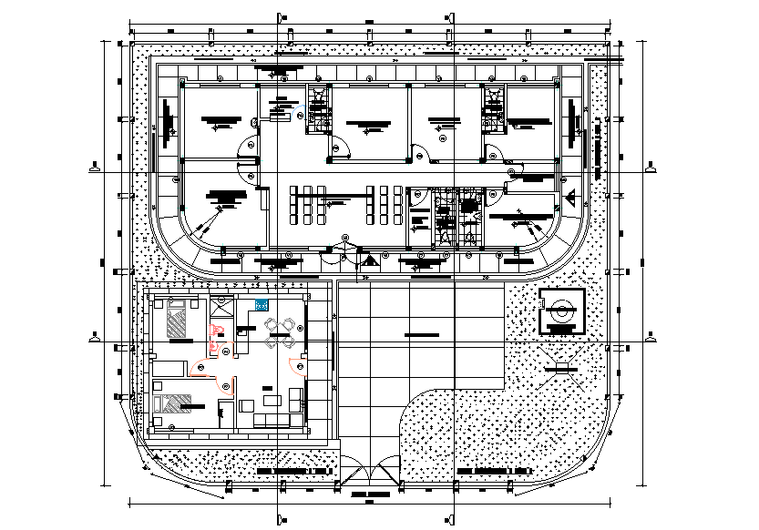 24x23m community hall plan is given in this Autocad drawing file ...