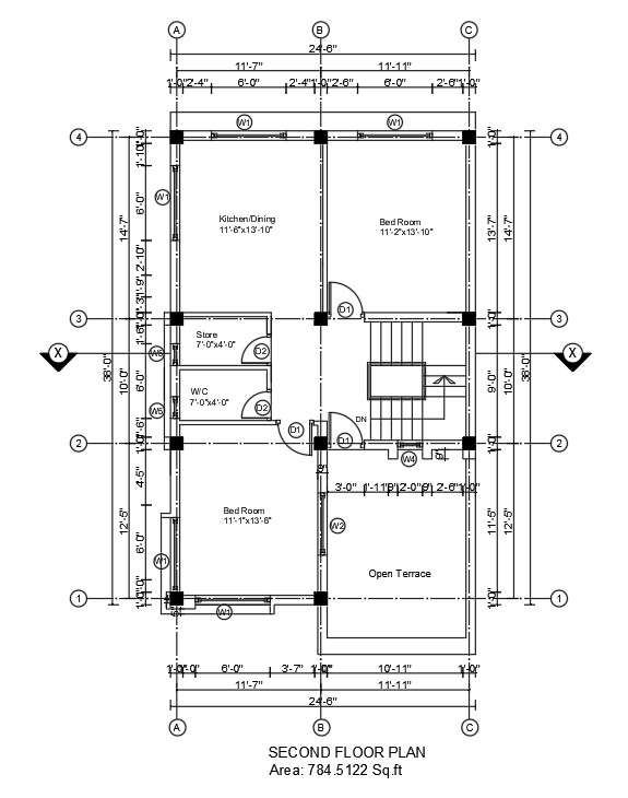 24x38 First Floor House Plan Is Given In This Autocad Drawing Model Download Now Cadbull