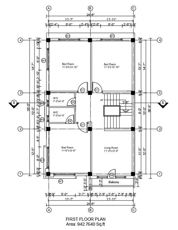 24x38 Second Floor House Plan Is Given In This Autocad Drawing Model Download Now Cadbull