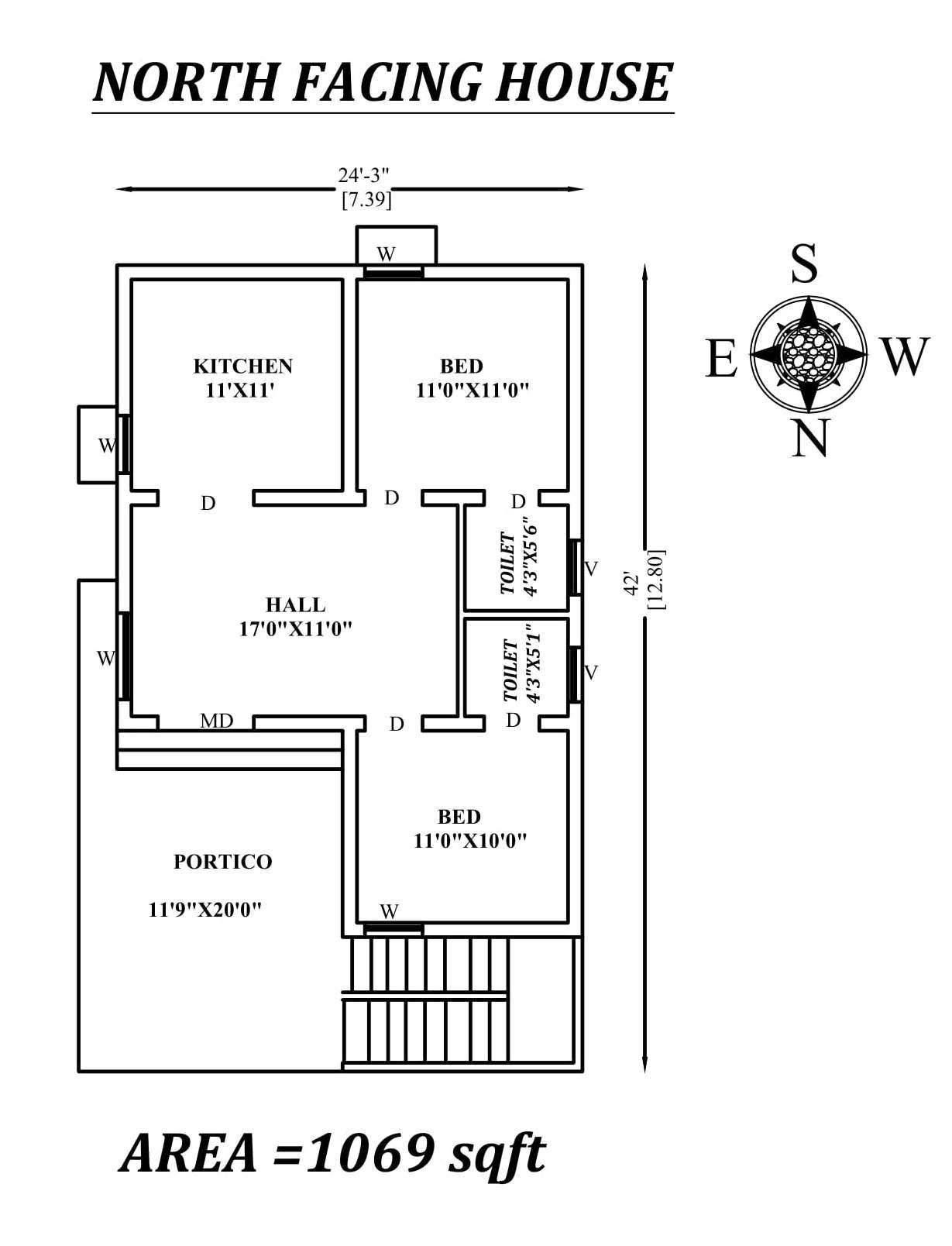 north-facing-2bhk-house-vastu-plan