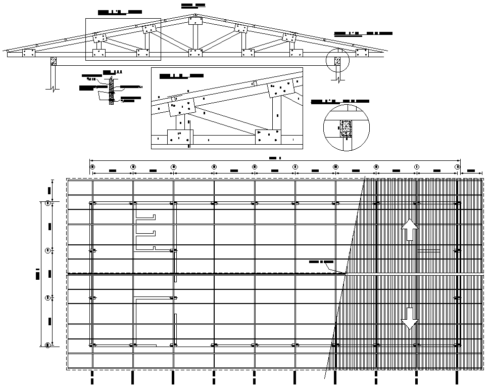 X Meter Truss Span Roof Plan And Section Cad Drawing Download Dwg File Cadbull