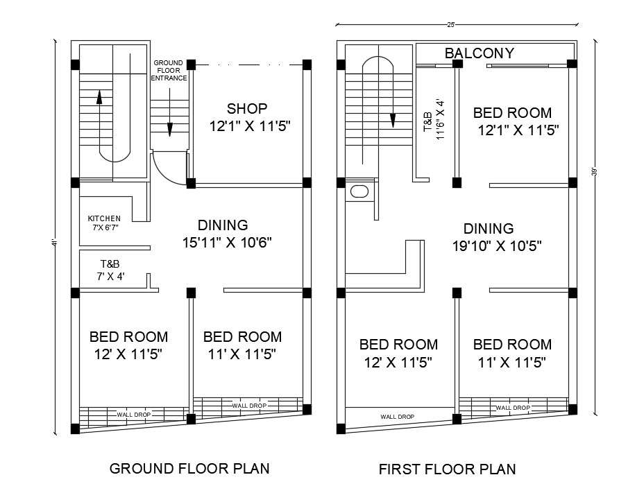 25X41 House Plan WIth Shop CAD Drawing DWG File - Cadbull