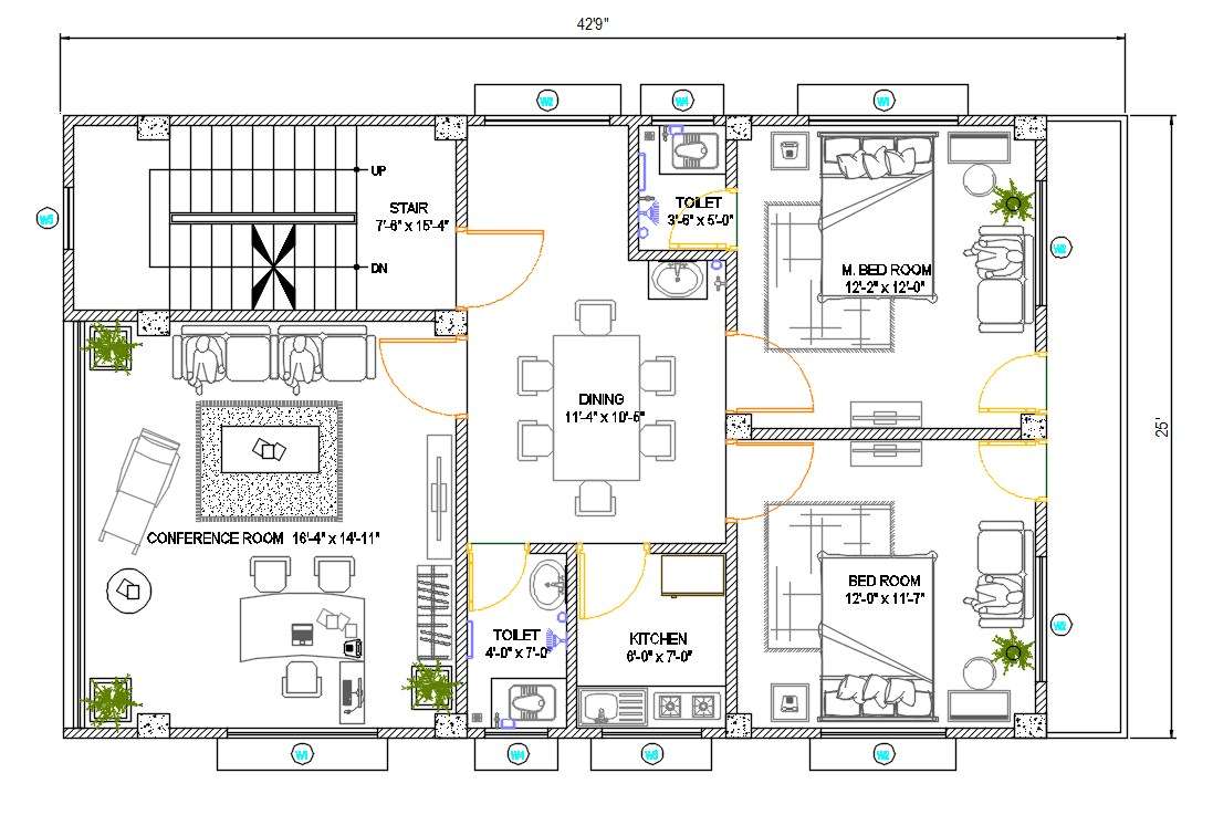25 X 50 House Ground Floor Plan 2 Bhk Plan Drawing Autocad File Cadbull