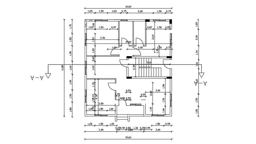 25x20 Meter 3 BHK House Floor Plan DWG File - Cadbull