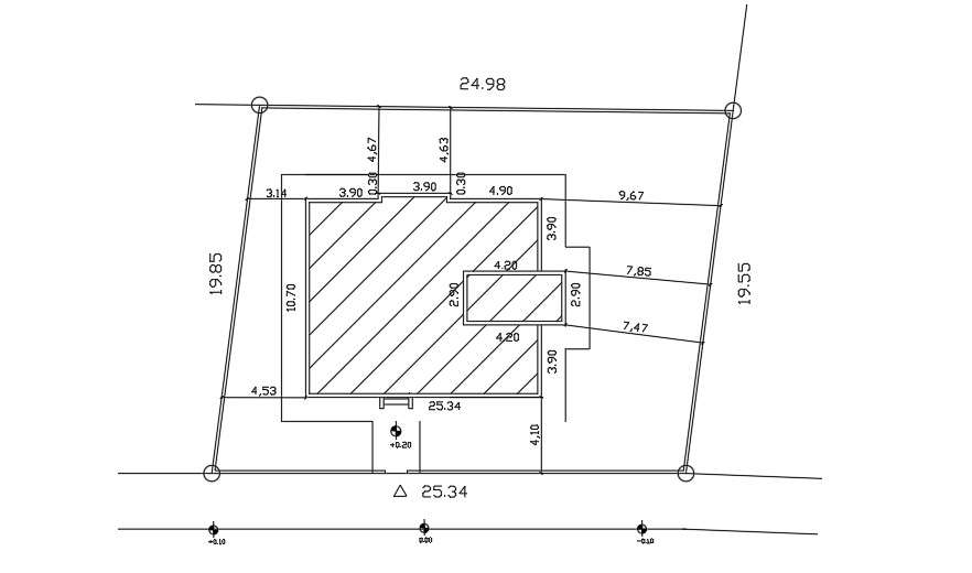 25x20 Meter 3 BHK House Site Plan DWG File - Cadbull