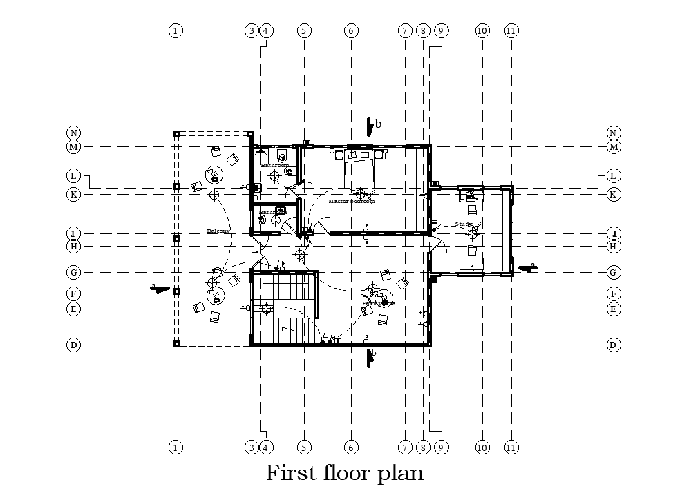 25x27m First Floor House Plan Is Given In This Autocad Drawing Filedownload Now Cadbull