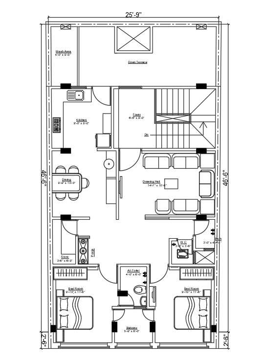 25’x47’ residential cum commercial shop plan is given in this Autocad ...