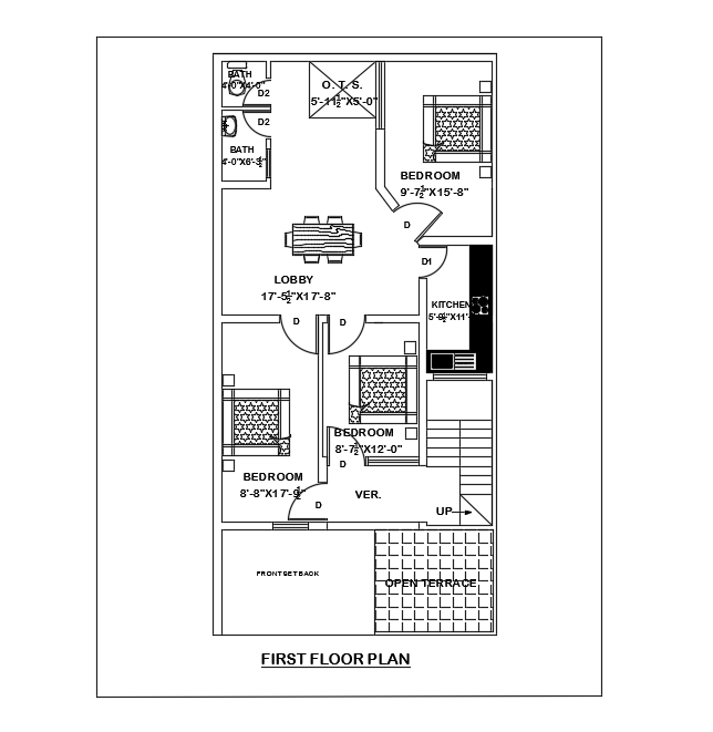 25x52 First Floor House Plan Drawing Is Given In This File Cadbull